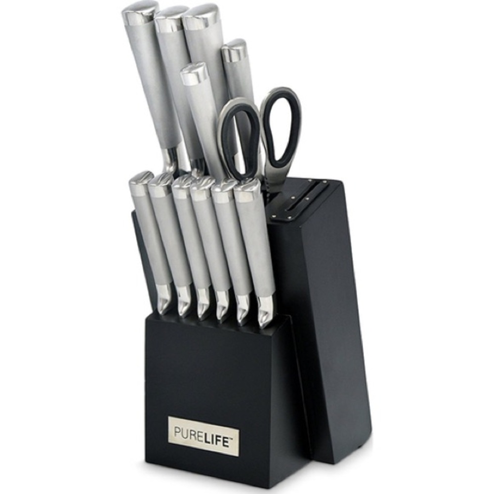 Purelife Silver Knife Set with Black Block